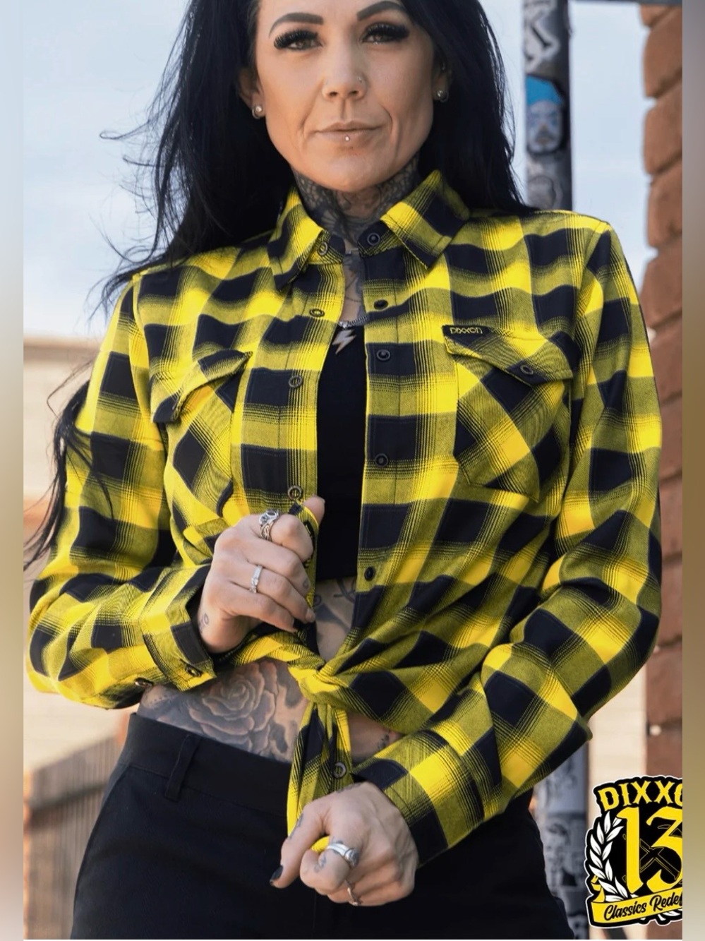 Dixxon Ruckus Yellow Black Flannel Plaid Shirt M